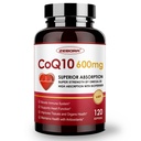 ZEBORA CoQ10-600mg-Softgels - Coenzima ad alta resistenza Q10 con PQQ, Omega-3 & BioPerine - CoQ10 ad alto assorbimento Antiossidante (Ubiquinone) per la salute e la produzione di energia del cuore, 120 Softgels