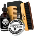 Brush Beard, Petto Petto, Olio di Cuscinetto, & Beard Balm Grooming Kit per la cura degli uomini, Set di capelli facciali da viaggio per la crescita, Styling, Shine & Softness, Grandi Regali per Lui
