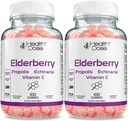 Sanità Dose Elderberry Sambucus Gummy Vitamins Kids 100 Gummies. con Estratto di Propolis, Echinacea, Vitamina C, Yummy Raspberry Flavor, Vegan, Gluten-Free, Difesa, Sostegno immunitario Booster. Confezione da 2