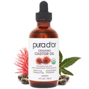 Olio di ricino ORGANICO PURA D'OR 4 Oz - 100% Pure USDA Certified Cold Pressed, Hexane Free Eyelash & Eyebrow Serum - Per Fuller, Thicker Lashes & Brows - Skin & Hair