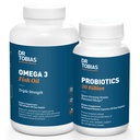 Dr. Tobias Probiotics 30 miliardi e Omega 3 Fish Oil (2000 mg) per il supporto digestivo & salute generale