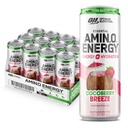 Optimum Nutrition Amino Energy Sparkling Hydration Drink, Electrolytes, Caffeina, Aminoacidi, BCAAs, Sugar Free, Cocoberry Breeze, 12 Fl Oz, 12 Pack (Packaging May Vary)