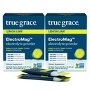 True Grace ElectroMag - 16 Stick Packs (Pack of 2) - Lime di limone - Polvere di elettrolita per idratazione rapida - Sodio, Potassio, Magnesio e Cordyceps - Zucchero Zero & Carbs - Non-GMO - 32 Serve totali