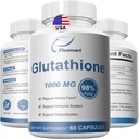 Integratore Glutathione 98%+ Altamente purificato e biodisponibile - Cura della pelle & disintossicazione L-Glutathione 1000mg Supporto Immune & Liver - Made in the USA 60 Capsule