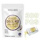 300 Pcs 2 in 1 Vitamina D3 10000 iu Plus K2 (MK-7) 200 mcg, Olio di cocco Softgels con Vitamine D & K, Supporti Bone, Cuore e Salute Immune - Facile da ingoiare & Non OGM