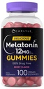 Carlyle Melatonin Gummies 12mg | 100 Count | Berry Flavor | Vegan Supplement | Non OGM, Gluten Free