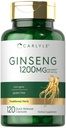 Carlyle Ginseng Extract Supplemento | 120 capsule | 1200mg | Pillole per uomini e donne | Non OGM e senza glutine
