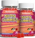 2 pacchi di biotina per la crescita dei capelli 10000 mcg, pelle dei capelli e chiodi pancia con acido folico, vitamine A, B, C, E & D, Vegan biotina vitamine per le donne e gli uomini, 120 Gummies