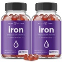 Gummie di ferro di NutraChamps con vitamina C, supporto per la formazione di cellule di sangue di ferro 20mg, 120 Gummies per la carenza di ferro e l'anemia, energia, messa a fuoco, pacchetto di aumento immunitario di 2