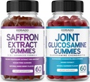 Saffron (60 Gummies) Premium 5 in 1 Formula Avanzata - Delizioso Raspberry Flavor e Glucosamina Integratore Congiunto Condroitina (60 Conte) Integratori Congiunti per Uomini & Donne - Vegan Safe & Made in USA