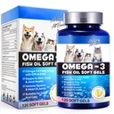 Omega-3 Fish Oil for Dogs, Omega 3 Fish Oil con EPA & DHA Supports Cani Allergie Stagionali Rilievo, Boosts Funzione Immune, Itch Skin Relief & Promote Coat Salute, Pet Supplementi - 120 Soft Gels