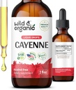 Wild & Organic Cayenne Pepper Tincture - Integratori Capsaicina per Supporto Digestivo - Cayenne Pepper Extract Liquid - Vegan, Gocce Alcol-Free - 2 fl oz