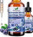 NAD Integratori per Donne & Uomini, NAD Nicotinamide Riboside Resveratrolo 900mg & Quercetina, Niacina, Collagene, Biotina, Liquid NAD Plus Supplemento NR900 Per Anti-invecchiamento Pelle Energia Longevità Focus Cervello