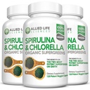 Spirulina di vita alleata e clorella | clorofilla organica Vegan Protein Powder Green Superfood Capsule | Natural Immune Support (3 Bottiglia Pack)