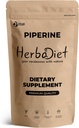 Herbadiet Piperine 95% Polvere | Polvere nera estratto di pepe 95% da Hplc | Bioavailability Enhancer, Boosts Nutrients Uptake| Gluten Free, Non-GMO Bulk Supplement (0.35 oz / 10 gm)