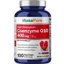 NusaPure CoQ10 400mg 100 Caps Veggie (Vegan, Non OGM) Coenzyme Q10 Supplemento, Antiossidante COQ-10 Enzime, Coq 10