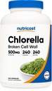 Nutricost Chlorella Capsule 500mg, 240 Capsule Vegetariani - Non OGM e Gluten Free