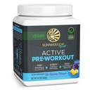 Sunwarrior Pre Workout Powder Energy Drink Vegan Plant-Based Supplement Pump, Hydrate, Focus, Endurance, & Strength Builder Blue Raspberry Ananas aromaed 30 Servings Active Preworkout