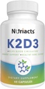 Vitamina D3 K2 con Calcium & BioPerine 60 capsule - Salute Bone completa, Supporto cardiovascolare, Assorbimento potenziato - Non OGM, Senza zucchero
