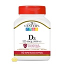 21st Century Healthcare Vitamina D3 125 mcg (5.000 IU) Rapid Release Softgels, 110 Count