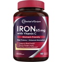 Medico Ricette Ferro Supplemento 65 mg con vitamina C - Assorbimento Massimizzato, Stomach Friendly & High Potency Iron Pills for Red Blood Cells Formazione & Immunity Health - Vegan Non-GMO 60 Iron Tablets