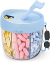 Dispenser di pillole carino con 7 grandi scomparti, organizzatore portatile della bottiglia del pilastro con ampia apertura per l'uso facile, organizzatore anti-mix della pillola per il viaggio, contenitore di pillole senza BPA, blu