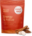 NeuroGum Energy Caffeine Mints (180 Pezzi) - Zucchero Libero con L-teanina + Caffeina naturale + Vitamina B12 & B6 - Nootropic Energy & Focus Supplemento per Donne & Uomini - Keto & Vegan, Cinnamon Flavor