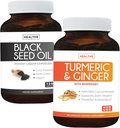Bundle of Turmeric & Ginger & Black Seed Oil - Golden Harmony Blend - Turmeric & Ginger con 95% Curcuminoids & Bioperine (90 capsule) & Black Seed Oil (non OGM) 100% Cumin Seed Oil