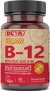 DEVA Vegan Vitamina B12 Fast Dissolve Supplemento - Complesso una volta per giorno con 1000 Mcg Methylcobalamin B12, Acido Folico, B6 - Limone Flavor - 90 compresse dissolvibili,