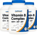 Nutricost ad alta potenza vitamina B Complesso 462mg, 240 capsule (3 bottiglie) - con vitamina C