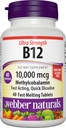Webber Naturals Vitamina B12 10.000 mcg, Ultra Strength, 40 Count, Tabelle disciolte veloci, Supporto supplemento di vitamina per il metabolismo energetico, Immune e salute del cuore, Formula vegana