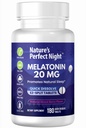 Notte perfetta della natura | Melatonin 20mg | 180 compresse di dissolvenza rapida | Natural Mixed Berry Flavor |High Potency | Sugar Free | Vegan | Gluten Free | Dimensione del valore