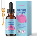 JoySpring Genius Drops for Kids | Integratore di messa a fuoco clinica | Integratore di messa a fuoco di erbe liquide con Ginkgo Biloba per bambini (1 fl oz) 30 Serve