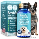Integratori di supporto per l'infezione e la cura degli occhi del cane, sollievo naturale dalla congiuntivite, gonfiore, macchie di lacrime, occhi asciutti e scarico, facile da usare, non più lotta con gocce di canina, 400 Pillole piccole