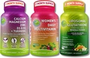 Multivitaminico femminile, calcio e liposomico Glutathione Trio - Calcium piantato, magnesio, zinco, D3, K2 e curcuma + Multivitaminico femminile con ferro + Glutathione Liposomal 500mg