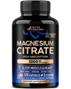 Citrato di magnesio capsule 1000mg | Supplemento ad alto assorbimento - Sonno, Muscolo e supporto cardiaco - Vegan | Non-GMO - Made in USA - Come Polvere | Pillole | Compresse - 120 capsule, 2 mesi di alimentazione