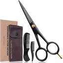 Bellezza & Arti- 5' Tedesco Beard Mustache Forbici - 2 Mustache Comb per capelli facciali con bella borsa - Beard Trimming Forbici Uso per Grooming, Taglio e Styling di Mustache (nero)