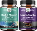 Bundle of Enhance Brain Memory, Boost Focus, Migliorare la Mente Clarity Booster e Mood Enhancer Organic Ashwagandha Capsule - Polvere Ashwagandha Pure per tiroide Energy Focus