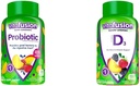 Vitafusion Probiotic Gummy Supplementi, Raspberry, Peach e Mango Sapori & Vitamina D3 Gummy Vitamine per Bone e Sistema Immune Supporto