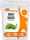 BulkSupplements.com Polvere di basilico Santo - Supplemento di basilico Santo, Polvere di foglia di basilico Santo Tulsi, Herbal & Gluten Free, 5g per porzione, 100g (3,5 oz) (Pack of 1)