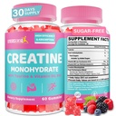 Creatina per le donne, Creatina Monoidrato Gummies - No Bloating - Pre e Post Workout Chewables Supplement con Taurine & B6 - per il recupero, resistenza, energia & Booty, Performance, 60 conteggi