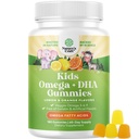 Omega DHA Gummies per bambini - acidi grassi Omega 3 6 9 con vitamina C per il cervello, l'immunità e la visione - DHA nutrizionale per i bambini per il sano Nervous System & Focus Support - Fish Free & Vegan - 180 Chews