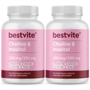 BESTVITE Choline Inositol 500mg (240 capsule vegetariane) (120 x 2) - No Stearates - No Dicalcium Phosphate - No Fillers - Vegan - Non OGM - Gluten Free
