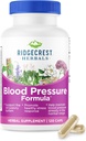 RidgeCrest Herbals Blood Pressure Herbal Formula, 12 Erbe, Poria Mushroom, Gastrodia, Gardenia, per il cuore, Vascular, Circulation Health (120 Conte)