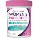 Probiotici per le donne, prebiotici organici e probiotici, 70 miliardi di CFU, 10 Strains, Mensola stabile, 30 capsule