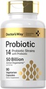 Doctor's Way Probiotic Supplement | 50 Billion Active Atto | 90 Capsule | 14 Strains con Prebiotic | per gli uomini e le donne | Vegetariano, Non OGM, Gluten Free