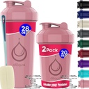 2 PACK, 28 oz & 20 oz Shaker Bottiglie con potenti fruste di filo per miscele proteiche | Flacone di frullatore a prova di leak | BPA-Free & Lavastoviglie Safe | Bottiglia di Shaker | Tazze di shaker per frullati