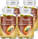 Ubiquinol CoQ10 600 MG Softgels con Omega-3 & Shilajit & PQQ, Advanced Dual-Delivery Coenzyme-Q10, Active CoQ10 Ubiquinol Supplemento per fertilità, antiossidante, cuore, cervello & energia, 240 Servings