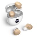Apparecchi acustici, apparecchi acustici ricaricabili per gli anziani con cancellazione del rumore, piccolo nell'orecchio nessun amplificatori acustici acustici Aggiornamento massimo guadagno 40dB con Oval Charging Case LED Power Display, Beige
