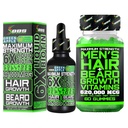 Kit di crescita del cuscinetto w/ 6X supplemento di BIOTIN liquido con peptidi di collagene + 620.000mcg 14-in-1 BIOTIN Gummies / Vitamine di crescita della barba & Vitamine di crescita dei capelli per gli uomini - formulato in America